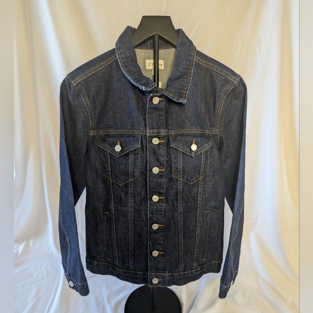 The Drop Zain Elongated Denim Jacket in Dark Indigo Women XS NWT